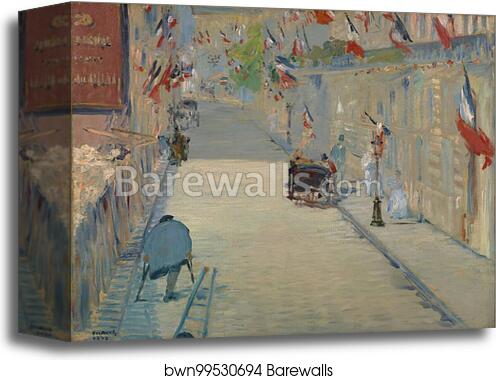 The Rue Mosnier with Flags by Édouard Manet, Canvas Print