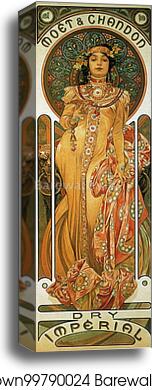 Moet & Chandon by Alphonse Mucha, Canvas Print
